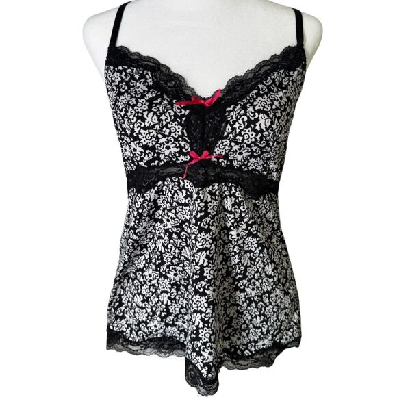 Y2k Marilyn Monroe Black Babydoll Tank Top Sz M Coquette Lace Trim Romantic - Picture 1 of 8